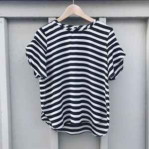 EUC Loft Black and White Flutter Sleeve Striped Blouse